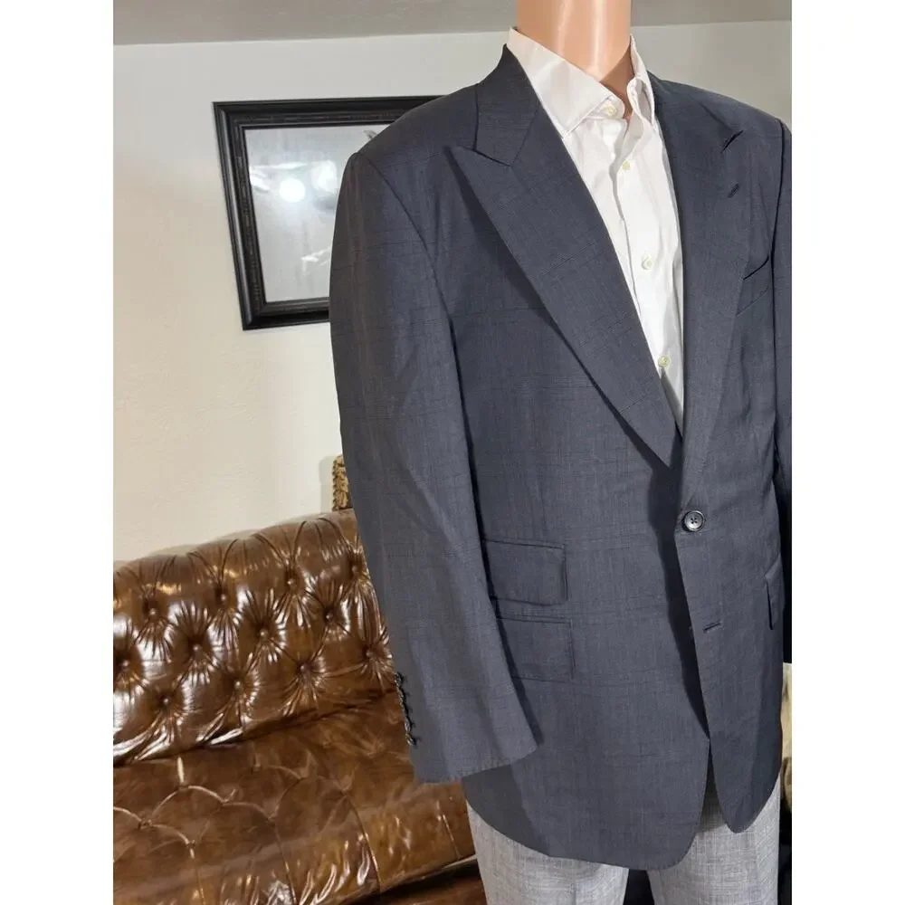 Tom Ford Navy Blue Prince of Wales Wool 2Pc Suit Windsor (56R IT) 44R Peak